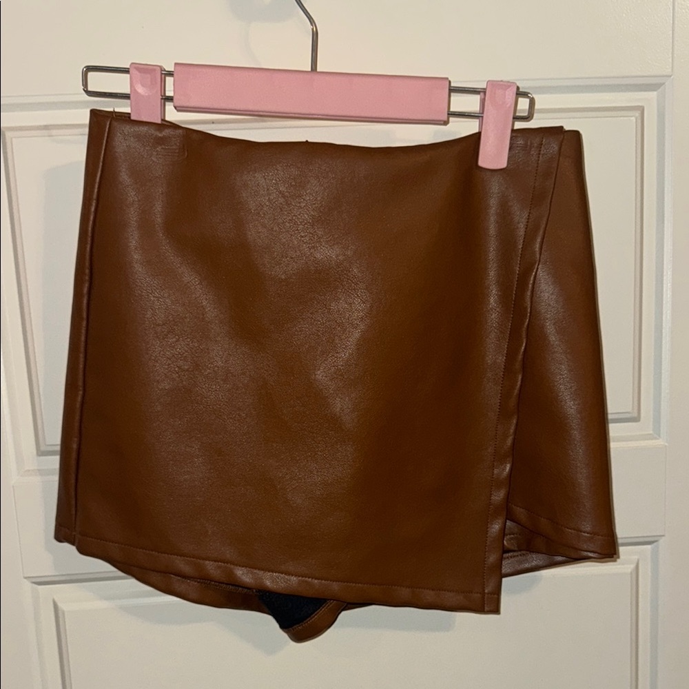 Chocolate Brown Mini Wrap Skorts